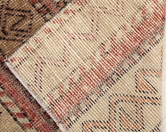 Small Patchwork Turkish Rug 2x4: Vintage Oushak Anatolian Carpet, Handmade Rug, Wool Rug, Patchwork Rug, Anatolian Rug, Vintage Rug