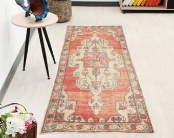 Vintage Turkish Oushak Beige Green Handmade Anatolian Area Rug, Kitchen Rug, Handmade Area Rug, Living Room Rug, Gift For Here, Floor Rug