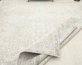9x12 Vintage Turkish Wool Rug: Medallion Design, Kitchen Rug, Handmade Area Rug, Living Room Rug, Oversize Rug, Floor Rug