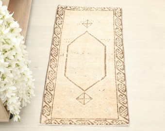 1x3 Beige Brown Mat, Housewarming gift, Welcome Mat, Home Gift, Anatolian Mat, Handmade Mat, Entryway Mat, Boho Mat, Neutral Mat, Earthy Mat