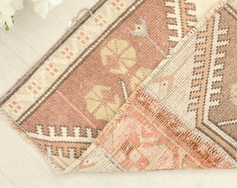 Handmade Wool Turkish Runner Rug: 2.1x4.4 Ft Vintage Oushak, Handmade Rug, Wool Rug, Patchwork Rug, Anatolian Rug, Vintage Rug