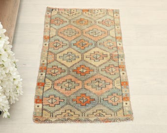 2x3 Ft Rainbow Oushak Turkish Small Rug, Handmade Vintage Rug, Oushak Small Rug, Kitchen, Entryway Mat, Small Home Decor, Floor Rug