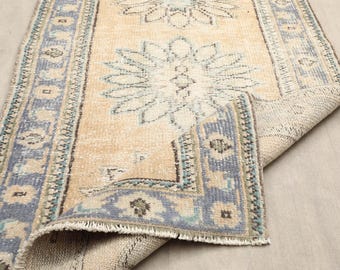Vintage Turkish Oushak Runner Rug 2x10: Anatolian Decor, Hallway Runner, Antique Runner, Wool Runner, Faded Runner, Runner