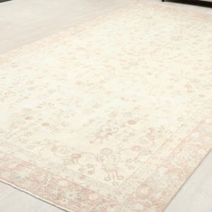 Vintage Türkischer Oushak Teppich: 150x250 Beiger Anatolischer Teppich, Küchenteppich, Handgefertigter Teppich, Wohnzimmerteppich, Geschenk für Hier, Bodenteppich