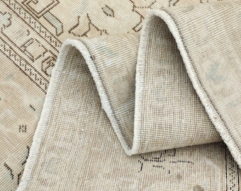9x12 Vintage Rug: Beige Brown Antique Oushak, Kitchen Rug, Handmade Area Rug, Living Room Rug, Oversize Rug, Floor Rug