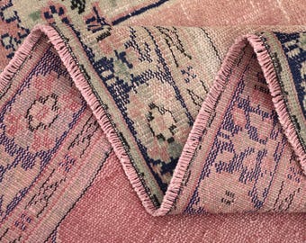 7x10 Vintage Turkish Oushak Rug: Pink Muted Anatolian Area Rug, Kitchen Rug, Handmade Area Rug, Living Room Rug, Oversize Rug, Floor Rug