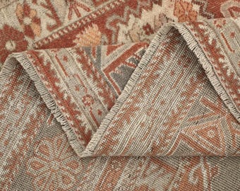 Vintage Turkish Oushak Rug: Orange Anatolian Area Rug (6.5x10.4 ft), Kitchen Rug, Handmade Area Rug, Living Room Rug, Oversize Rug,Floor Rug