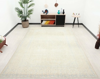 9x13 Brown Vintage Rug, Turkish Area Rug, Vintage Rug 9x13, Handmade Rug, 9x13 Oushak Rug, 9x13 Rug, 9x13 Rug, Area Rug