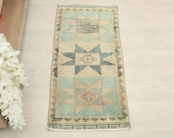 1x3 Beige Green Mat, Housewarming gift, Welcome Mat, Home Gift, Anatolian Mat, Handmade Mat, Entryway Mat, Boho Mat, Neutral Mat, Earthy Mat