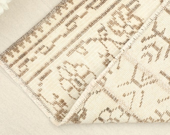 Vintage Turkish Doormat Rug 2x4: Oushak Patchwork Entryway, Handmade Rug, Wool Rug, Patchwork Rug, Anatolian Rug, Vintage Rug