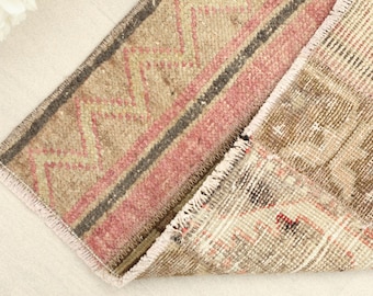 Handmade Wool Turkish Runner Rug: 2x3 Red Brown Vintage Oushak, Handmade Rug, Wool Rug, Patchwork Rug, Anatolian Rug, Vintage Rug