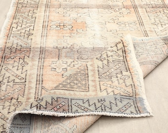 Vintage Turkish Runner Rug 3x9: Faded Anatolian Kitchen Rug, Hallway Runner, Antique Runner, Wool Runner, Faded Runner, Runner