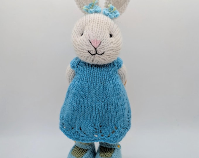 White Girl Bunny  in Turquoise Dress with Green  Bloomers.