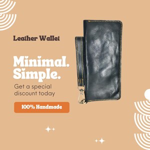 ¡Cartera larga! Cartera de cuero hecha a mano para hombre, de gran capacidad, con bolsillo para teléfono y tarjetero. El mejor regalo para él.