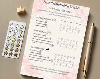 Mental Health Habit Tracker | Self-Care Planner | Daily Wellness & Mood Tracker | Printable Habit Tracker | Self-Care Journal