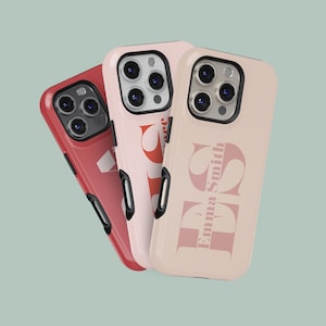 Gepersonaliseerde groot initiaal telefoonhoesje voor iPhone 16 15 14 13 12 Pro Max MagSafe-telefoonhoesje, Samsung Galaxy S25 S24-hoesje, monogram-telefoonhoesje