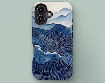 Japanischer Stil Wave Telefon Fall für iPhone 16 15 14 13 Pro Plus Mini Max MagSafe Telefon Fall, Samsung Galaxy S25 S24 S23 S22 S21 FE Telefon Fall