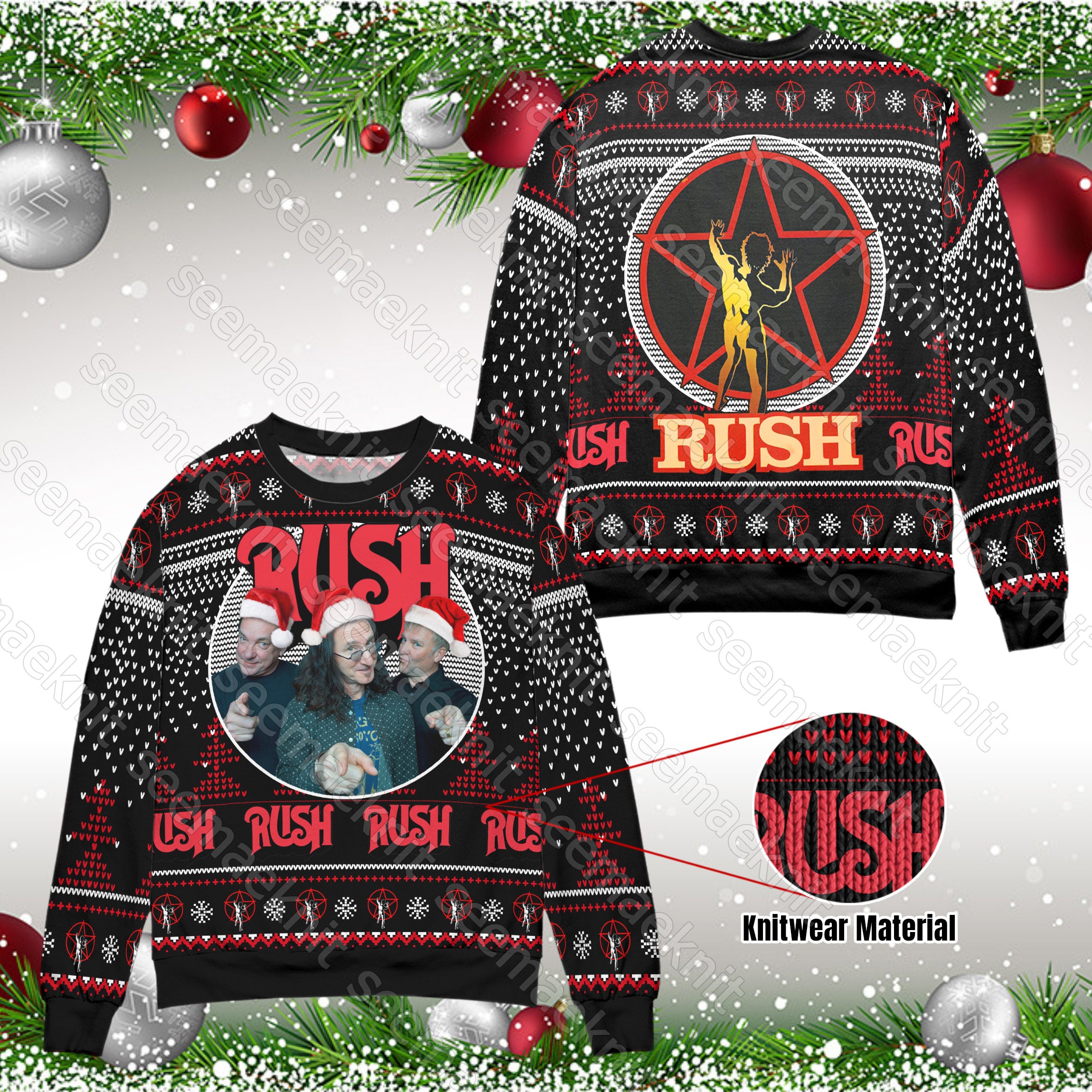 Discover Rush Band Unisex Ugly Sweater, Rush Band Unisex Sweatshirt, Rock Music Christmas Concert 3D Sweater, Rush Xmas Gift, Rock Band Vintage Shirt
