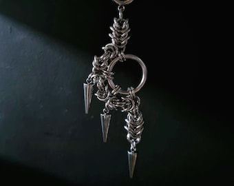 Chainmail Earrings | Spiked Gothic Punk Stainless Steel Statement Earrings, Cyberpunk Industrial Unisex Jewelry