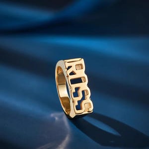 Engagement Ring For Men, Customized Block Name Ring For Him, Personalized Name Engraved Ring, Customized Wedding Ring For Your Partner