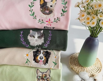Sudadera con bordado de cara de mascota, sudadera con capucha bordada para perro, sudadera con bordado de cara de perro, regalo para amantes de las mascotas, regalo para mamá