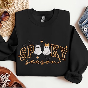 Sweat brodé fantôme Halloween MK MN, chemise brodée dessin animé Halloween WDW, sweat à capuche fantasmagorique fantôme, cadeau de saison effrayante