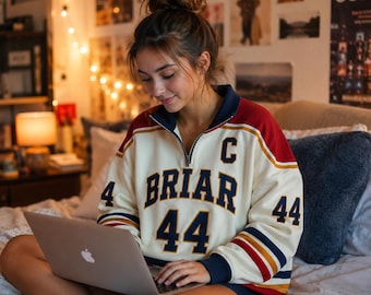 Personalized Briar U Quarter Zip Sweatshirt, Custom Hockey Pullover, Hockey Romance Jersey, BookTok Gift, Briar U Sweater