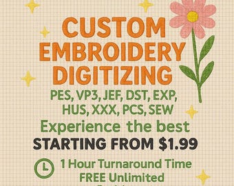 Custom Embroidery Digitizing, Logo Digitizing, Machine Embroidery Digitizing Service, Image Digitizing Embroidery, Custom Digitize Kid Gifts