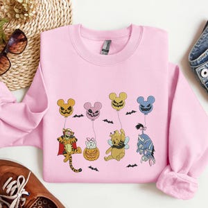 Halloween Winnie the Pooh Embroidered Sweatshirt, Fall Vibes Crewneck, Cute Cartoon Gift, Halloween Disney Embroidery Shirt