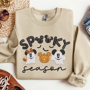 Sweat brodé fantôme citrouille Halloween MK MN, chemise brodée dessin animé WDW, sweat à capuche Magic Kingdom, cadeau de saison effrayante