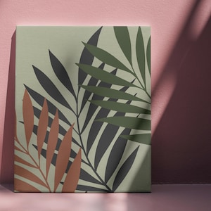 Abstract Leaf Art, Canvas Wall Art, Modern Home Decor, Botanical Print, Minimalist Home Decor, Framed Canvas Art, Nature Wall Art