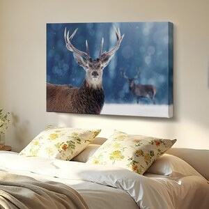 Deer Decorative Canvas Painting, Animal Canvas Wall Decor, Animal Canvas Wall Art, Framed Canvas Wall Art, Animal Modern Wall Art