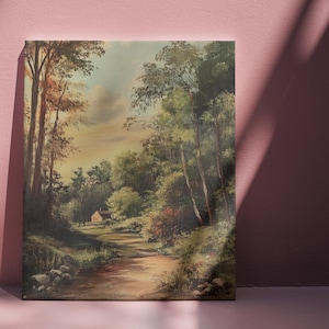 Countryside Cottage Decor, Forest Path Canvas Wall Art, Rustic Nature Scene Art, Living Room Decor, Bedroom Decor, Entryway Wall Art