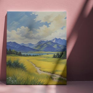 Landscape Print, Wall Art Gift, Farmhouse Decor, Canvas Wall Art, Nature Artwork, Scenic Path Wall Art, Blue Sky Paint, Housewarming Gift