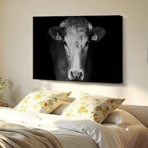 Cow Decorative Canvas Painting, Animal Canvas Wall Decor, Animal Modern Wall Art, Animal Canvas Wall Art, Framed Canvas Wall Art