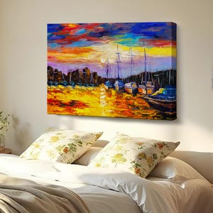 Fishing Village Canvas Wall Art, Framed Canvas Wall Art, Animal Modern Wall Art, Animal Canvas Wall Decor, Animal Canvas Wall Art
