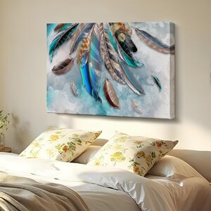 Feather Decorative Canvas Wall Painting, Large Wall Art, Housewarming Gifts, Abstract Modern Wall Decor, Abstract Canvas Print