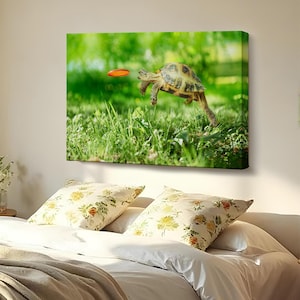 Flying Turtle Decorative Canvas Painting, Housewarming Gifts, Animal Canvas Wall Decor, Animal Modern Wall Art, Large Wall Art