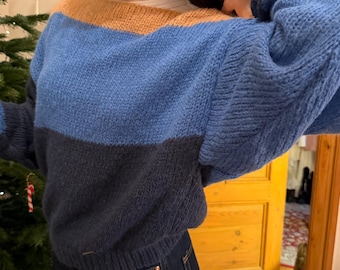 Suéter de lana de alpaca tejido a mano, estilo moderno