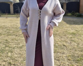 Hand Knit Merino Wool Long Sweater: Warm, Soft, Luxurious