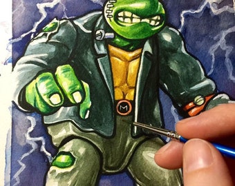 Mike as Frankenstein Teenage Mutant Ninja Turtles watercolour - Original watercolour painting