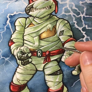 Raph comme la momie Original Teenage Mutant Ninja Turtles Aquarelle peinture TMNT