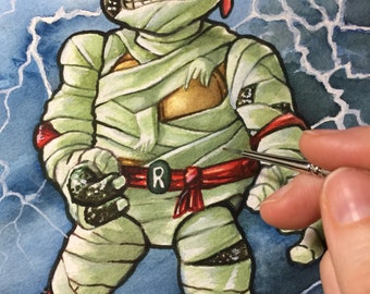 Raph as The Mummy Original Teenage Mutant Ninja Turtles Watercolour painting TMNT