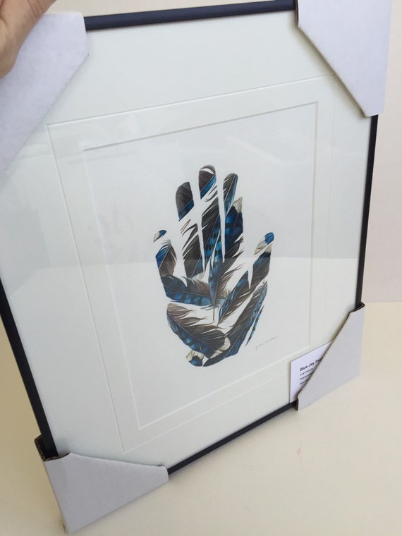 Blue Jay Feather Hand Original Watercolour Feather Painting Etsy