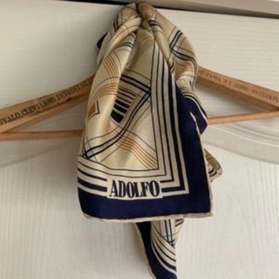 Adolfo Square Silk Vintage Scarf