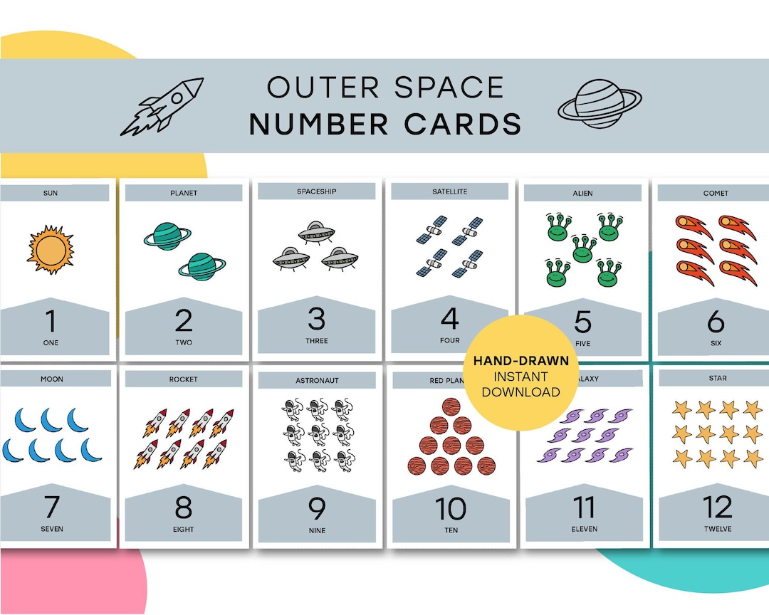 Outer Space Number Matching | Printable Flashcard | Kids Learning ...