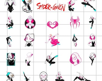 Pacote de SVG da Spider-Gwen, Arquivo Digital da Mulher-Aranha, Pacote de PNG de Super-Heróis, SVG para Cricut