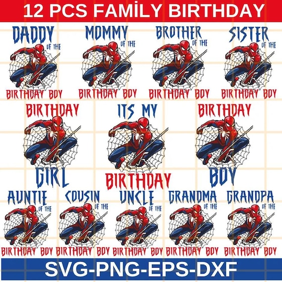 Spider Family Birthday Svg Bundle, Spiderman Birthday SVG Digital File, Family Birthday Svg, Svg For Cricut
