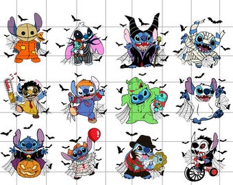 Stitch Halloween Svg Bundle, Horror Movie Digital File,  Stitch Costume Silhouette Vector Cut File