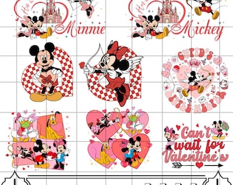 Love Mouse Couple Svg Bundle, Valentine's Day Mickey Png, Love Minnie Cupid Digital File